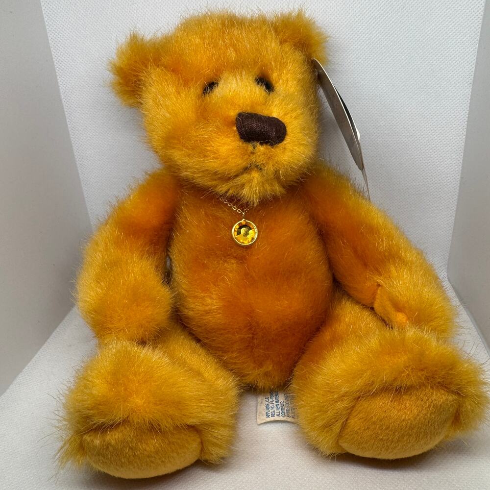 Vintage 2001 Applause Birthstone Bears November Lillie Plush Yellow Topaz 10"